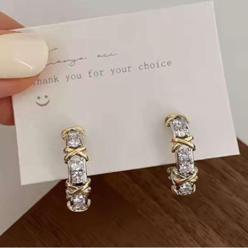 Earrings for Women Korean Fashion X Cross Zircon Earring